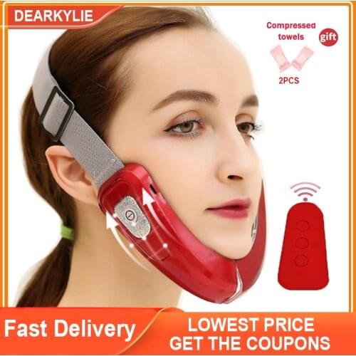 V Face Shape Chin V-Line Lift Up Belt Remote Control LED Photon Therapy Facial Lifting Double Chin Reducer EMS Slimming Massager