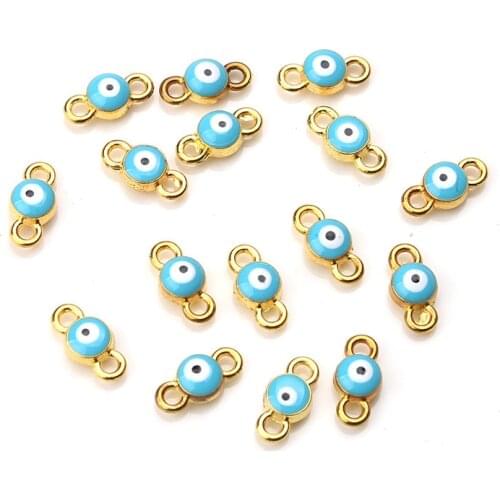 20pcs/lot 6*12mm Fashion Evil Eye Connector Resin Bead Alloy Charms Pendant for Necklace Bracelet Jewelry Making