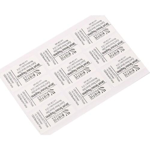 Custom Self Adhesive Black Print Logo Sticker Label White Background Paper