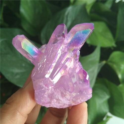 Rainbow Titanium Aura Crystal Cluster-Rainbow Quartz Cluster Crystal-Reiki Healing and Terrariums Gift Home Decoration