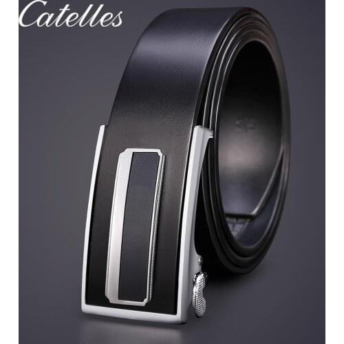 Catelles Cowhide Leather Strap Male Jean Belt Automatic Buckle Belts for Men