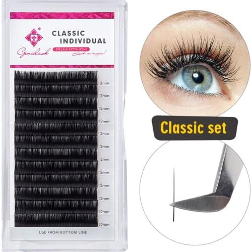 Genielash Mix Lengths Eyelash Extensions All Sizes M/LD Curl Professional Mink Individual Eyelashes Extension Supplies 12rows