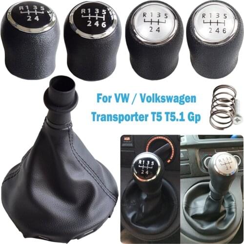 Gear Shift Knob 5 Speed 6 Speed MT Car Stick Gear Lever Gaiter Boot Cover for VW Transportr T5 T5.1 T6 2003 2005-2011
