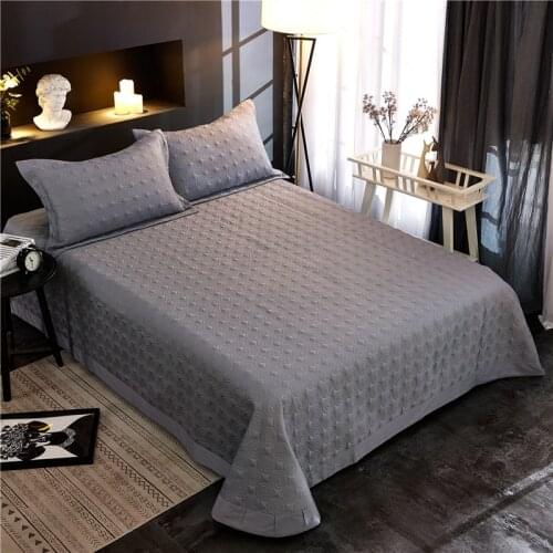 Grey color 3/5PCS 100%Egyptian Cotton Premium Bedspread Coverlet Quilted Duvet Quilt Bed cover set Pillow shams Queen King size