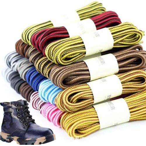 1Pair Striped Double Color Shoe laces Boots Outdoor Sport ShoeLaces Round 18 Colors Length 70CM 90CM