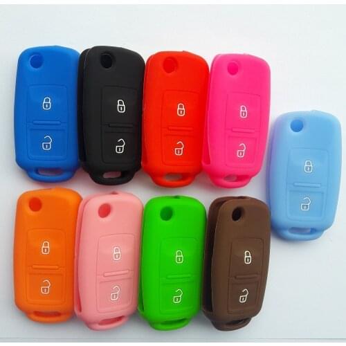 Skin Pouch Silicon FOB Case For VW MK4 Bora Golf 4 5 6 Passat Polo Bora Touran 2 Button Flip Key For Seat Altea Alhambra Skoda