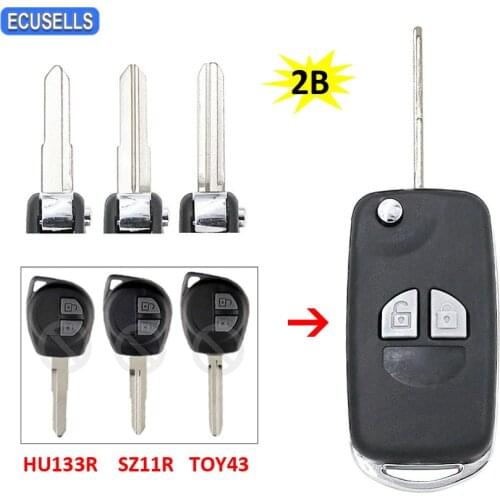 Folding 2 Button Remote Key Shell Case for Suzuki Grand Vitara Swift Ignis SX4 Liana Alto SZ11R / TOY43 / HU133R HU87R Blade