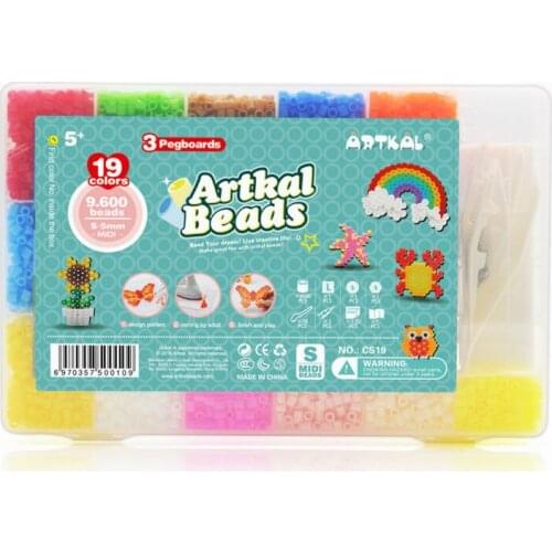 9,500 pcs Artkal Beads 19 Colors and 3 pegboards Diy Funny Education Toys Perler Hama Beads CS19