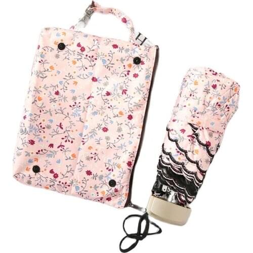 Light Mini UV Umbrella Parasol Sun Umbrellas Japanese Pocket Five Folding Umbrella Rain Women Parapluie Travel Gift Girl SY152