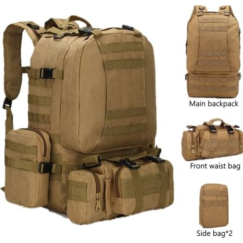 50L Tactical Backpack,Mens Military Backpack,4 in 1Molle Sport Tactical Bag,Outdoor Hiking Climbing Army Backpack Camping Bags