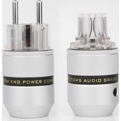 Rhodium Plated High End Hifi Audiotransparent Schuko Power Cable Extension Adapter Plug Connector