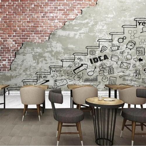 Wellyu Custom large murals retro vintage cement brick wall graffiti bar restaurant lounge TV backdrop papel de parede wallpaper