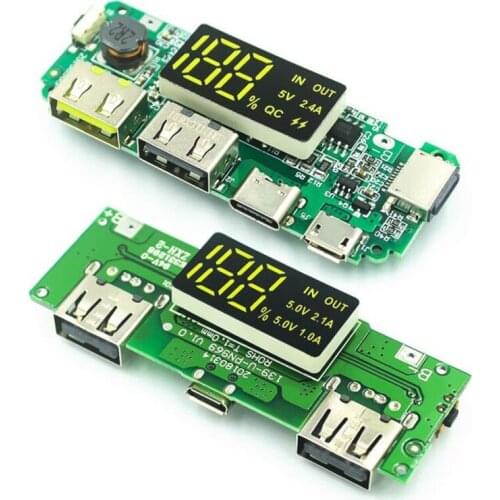 Taidacent 18650 Battery Charging Module 5V 2.4A 2A 1A USB Fast Charging Module Digital Display 5V Li Battery Charging Module
