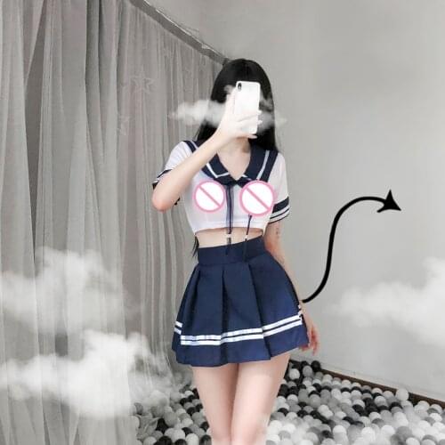 Lady Uniform Sailor Suits Sexy Lingerie School Girls Ladies Dress Lace Solid Miniskirt Outfit Sleepwear lenceria talla grande 00