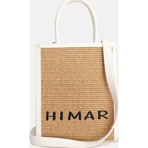 Straw Splicing Vertical Tote Bag 2021 Summer New Bag Womens Small Group Portable One Shoulder Messenger Bag