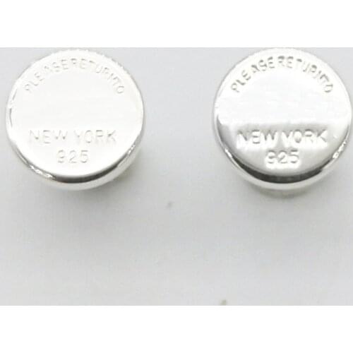 Womens Sterling Silver Classic Silver Round Engraved Letter Earrings Round Couple Sterling Silver Female Earrings