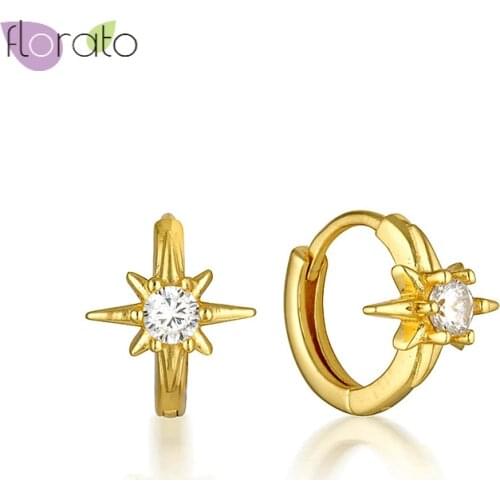 Simple Geometry Zircon Crystal Small Hoop Earrings 925 Sterling Silver Ear Buckle hoop earrings for Women Fashion Jewelry 2021