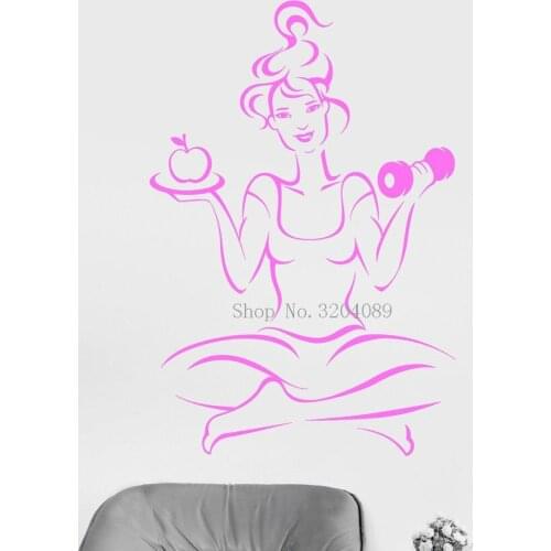 Woman Gym Fitness Vinyl Wall Decals Home Decor Living Room Bedroom Girl Training Diet Health Yoga Stickers Self-adhesive YY564