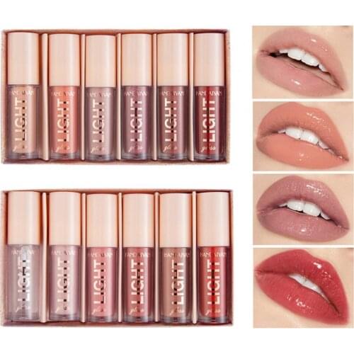 3ml x 6 Liquid Lipstick Long-lasting Waterproof Cosmetics 6 Colors Shiny Lip Glaze Glitter Glossy Liquid Lip Gloss Kit for Party