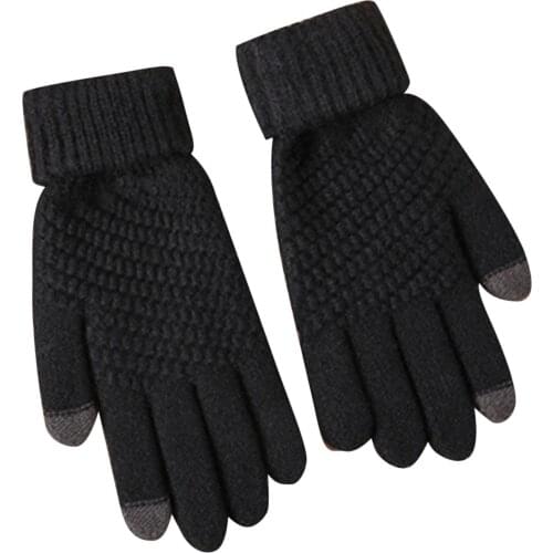 1 Pair Of Knitted Woolen Gloves Outdoor Riding Cold Gloves Winter Thickening Windproof Warmth Riding Warmth Accessories