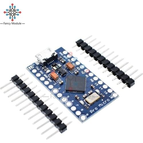 2Pcs Pro Micro ATmega32U4 5V 16MHz Replace ATmega328 For Arduino Pro Mini With 2 Row Pin Header For Leonardo Mini Usb Interface