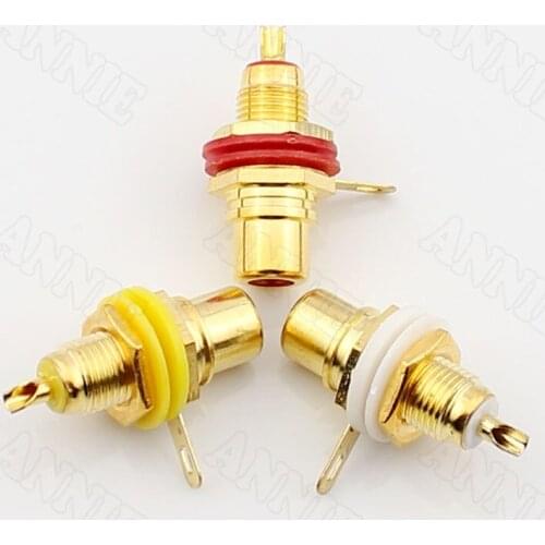 50pcs/lot Full Copper RCA F AV Audio Power Amplifier Socket Fancier Plug Terminal Red Yellow White