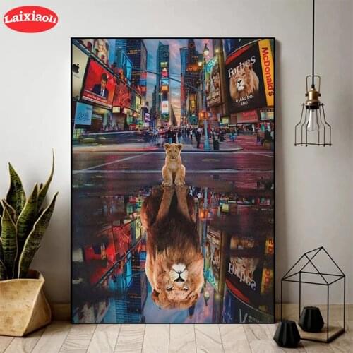 Diamond Painting Animal lion positive energy mentality Full Drill Square DIY Diamond Cross Stitch Mosaic round Home Decor