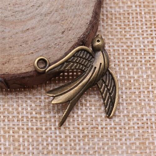 Charms for Jewelry Making Findings Handmade DIY Craft 15pcs Antique Bronze Color 29x28mm Little Bird Charms Pendant