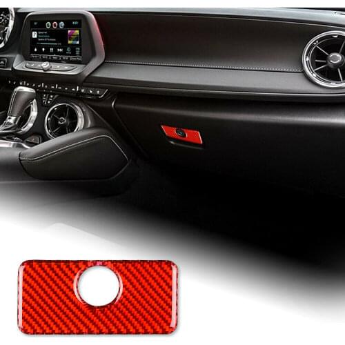 Real Carbon Fiber Co-pilot Storage Box Handle Cover For Chevrolet Camaro 2017-2020