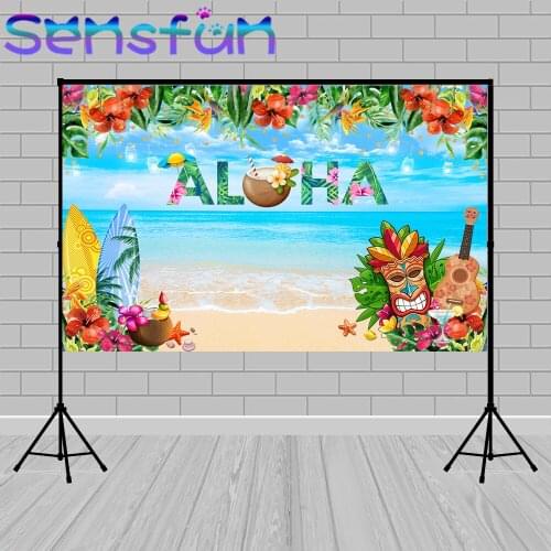 Baby Photo Studio Summer Beach Aloha Luau Party Backdrop Tropical Hawaiian Backdrop Seamless Background Vinyl