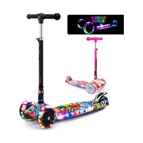 F04 Childrens scooter 1-2-3-6-12-8 year old childrens wide-wheeled single-footed scooter male and female four-wheeled