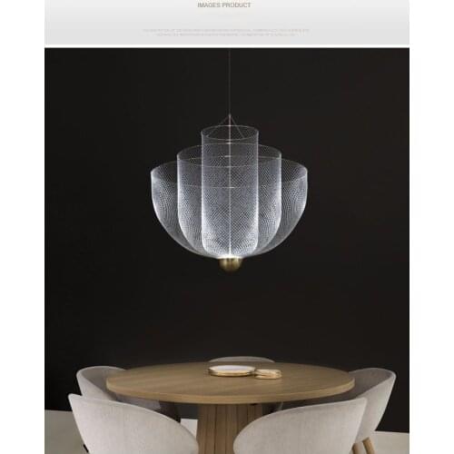 Nordic Designer Pendant Lamps Iron Grid Geometric Living Room Dining Room Simple Modern Creative Pendant Lights