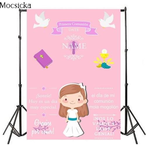 Mocsicka Background For Photography Studio Blue Flower Girl First Holy Communion Reception Bible Backdrop Photophone Photocall