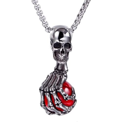 Classic Retro Skull Ghost Claw Pendant Male Domineering Rock Ghost Necklace Personality Fashion Male Accessories