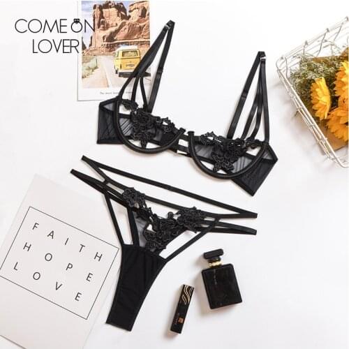 Comeonlover Embroidery Sexy Lingerie Set Bandage Open Crotch Set New Arrival Sexy Christmas Lingerie Women Erotic Bra RI80751