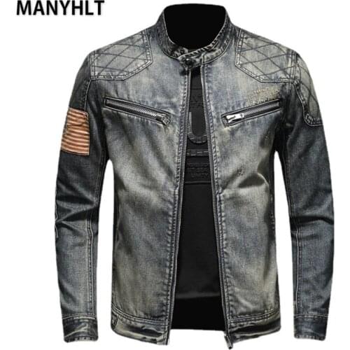 MANYHLT Spring Autumn Jeans Jacket For Men Style Bomber Aviator Motorcycle Denim Casual Retro Oversized Fashion Streetwear Coat