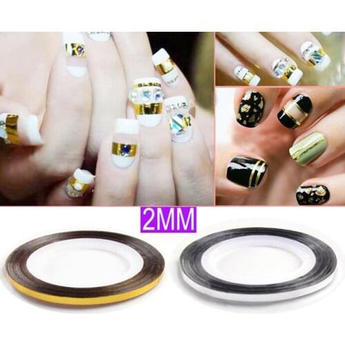 NAIL ART - STRIPING TAPE - WHITE /Black/Silver/Gold- 2MM 100Rolls Nail Art Decoration 20M/Roll,Free shipping