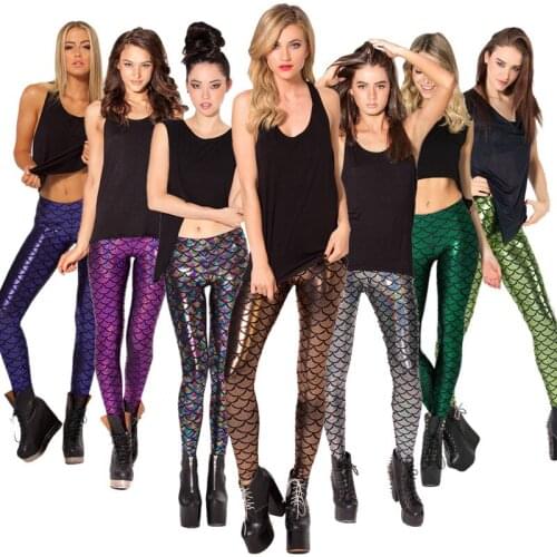 Best Selling 11 Colors Mermaid Fishscale Printing Purple Red Women Yoga Pants S To 4XL Size Black Leggins