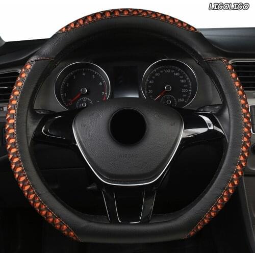 LIGOLIGO Leather Car Steering Wheel Cover For Mitsubishi ASX Outlander Lancer Pajero L200 Mirage Triton Attrage