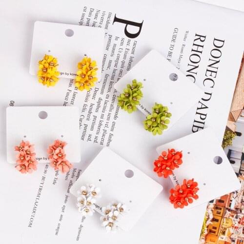 MINAR Fashion Korea Flower Hoop Earrings for Women Fabric Floral Round Drop Earring Summer C Shape Statement Earring Pendientes