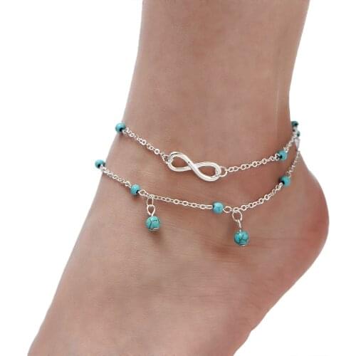 Multi-layer 8 Words Pine Stones Anklets Pendants and Accessories Wholesale for Women Free Shipping Jewelry