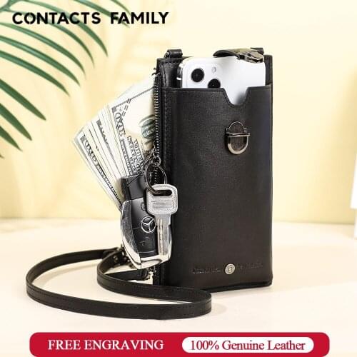 Fashion Small Crossbody Phone Bag With Strap For Women Genuine Leather Cellphone Shoulder Messager Bag Card Holder Wallet Purse