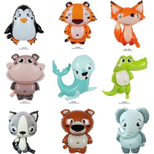 Cartoon Animal Lion Tiger Fox Cat Rabbit Elephant Hippo Balloon Birthday Wedding Party Decoration Aluminum Foil Balloon Gift Toy