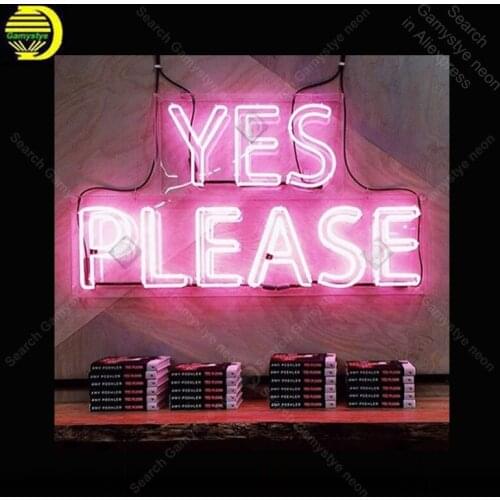 Neon Sign for Yes please Neon Bulb sign Beer Bar Pub shop Display handcraft glass tube light Decor wall lamps advertise display
