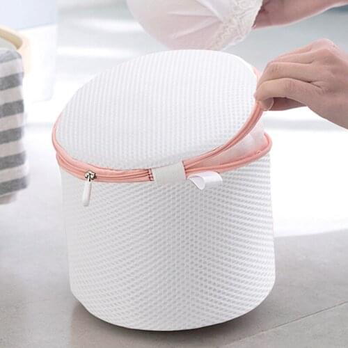 New Cylinder Underwear Washing Bag Travel Storage Pouch Bra Anti-Deformation Zipper Organizer Polyester Netting Laundry Bag