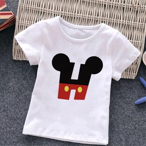 2021 New Summer Baby Boys T shirt Minnie Mouse Disney Cartoon Print Kids T-Shirts Funny ABC Ltetter Children Girls Tops Clothes