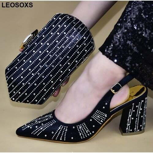 New Arrival African Women Wedding Shoes and Bag Set Matching Shose and Bag for Party Italian Design for African Women Dress