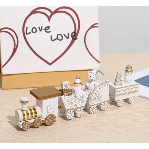 Christmas Ornament Small Train Christmas Cartoon Children Gift Wooden Window Display Ornament Environmental Protection