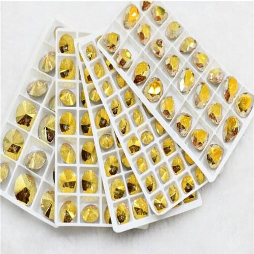 K9 glass Sunshine strass stone beads for jewels making Rhinestones for DIY Apparel Clothing Decoration teadrop Rivoli