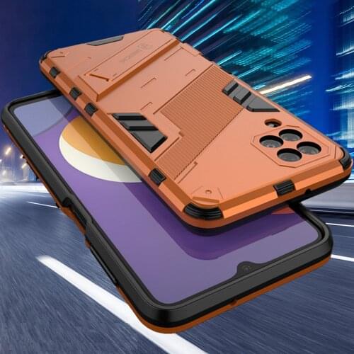 Bibercas Armor Case for Samsung Galaxy M12 M 12 Shockproof Lens Protection Back PC & Rubber Kickstand Phone Cover Stand Capas